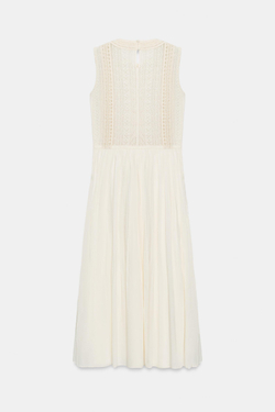 ZARA ПЛАТЬЕ МИДИ С ВЫШИВКОЙ — ZW COLLECTION, ЭКРЮ