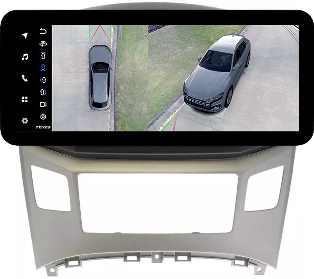 Магнитола для Hyundai H1, Grand Starex 2015-2022 (ШГУ монохром) - Teyes LUX ONE 360 монитор 12.3" 2K QLED на Android 10, 6Гб+128Гб, CarPlay, 4G SIM-слот, 4 камеры в комплекте