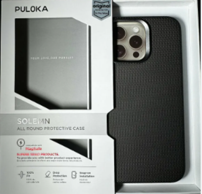 Чехол-накладка Puloka Solemn Magsafe для iPhone 15 Pro Max пластиковый/текстура (черный)