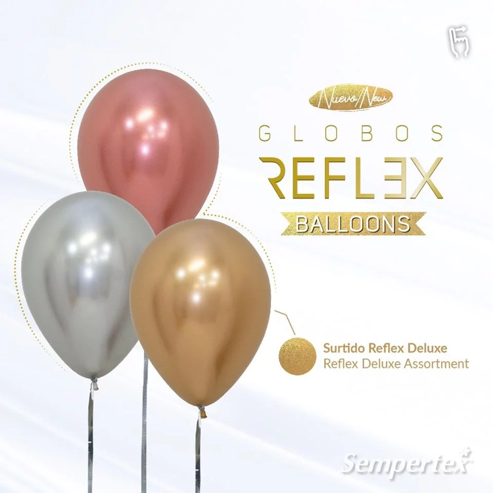 Шар (12''/30 см), Reflex, Зеркальный блеск, Серебро (981), хром, 50 шт.