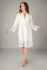 Халат женский махровый с кружевом 163790 крем NUSA Турция