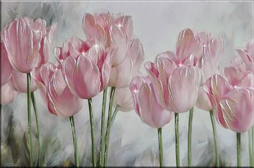 Картина на стекле Розовые тюльпаны 1