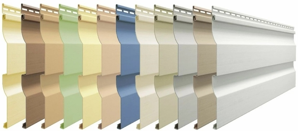 Виниловый сайдинг Döcke PREMIUM D4.5D 'Корабельный брус' банан/капучино/карамель/киви/крем-брюле/лимон/персик/пломбир/сливки/фисташки/халва/слива/манго/пралине/ирис