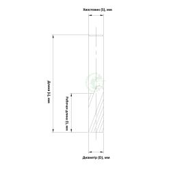Изображение чертежа однозаходной чистовой фрезы GT с выбросом стружки вверх