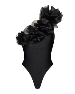 Боди на одно плечо с цветком