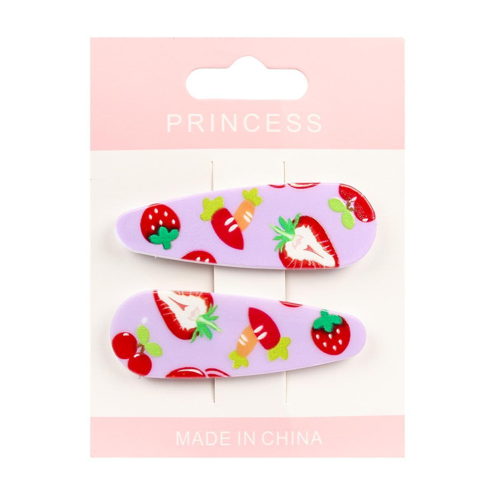 Зажимы для волос детские 2шт "Зефир.Клубнички" 5.5*1.8см (JINRE TRAVEL)