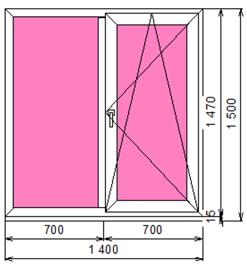 Пластиковое окно 1470 х 1400 ТермА Эко