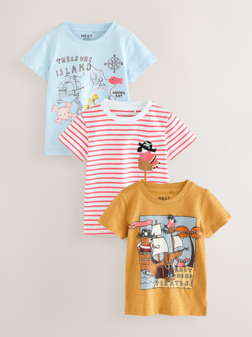 Футболка для мальчика Next AG8-728, 3 шт., Голубой, Красный, Горчичный