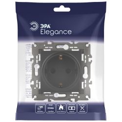 Розетка ЭРА Elegance 14-2102-05 с заземлением 2P+E Schuko со шторками 16A-250В IP20 антрацит | Эра Elegance