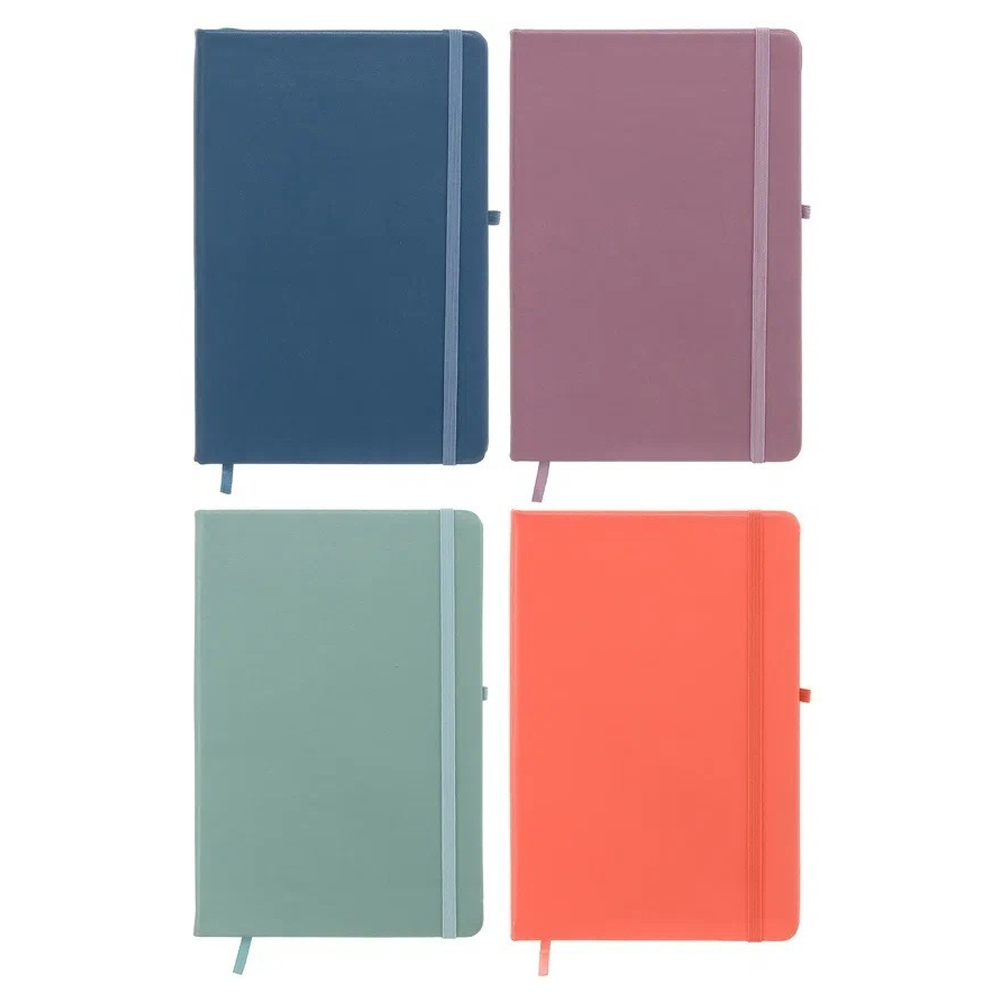 Записная книжка Basir на резинке, формат А6, переплет из кожзама, 14*9 см, 80 листов, 4 цвета