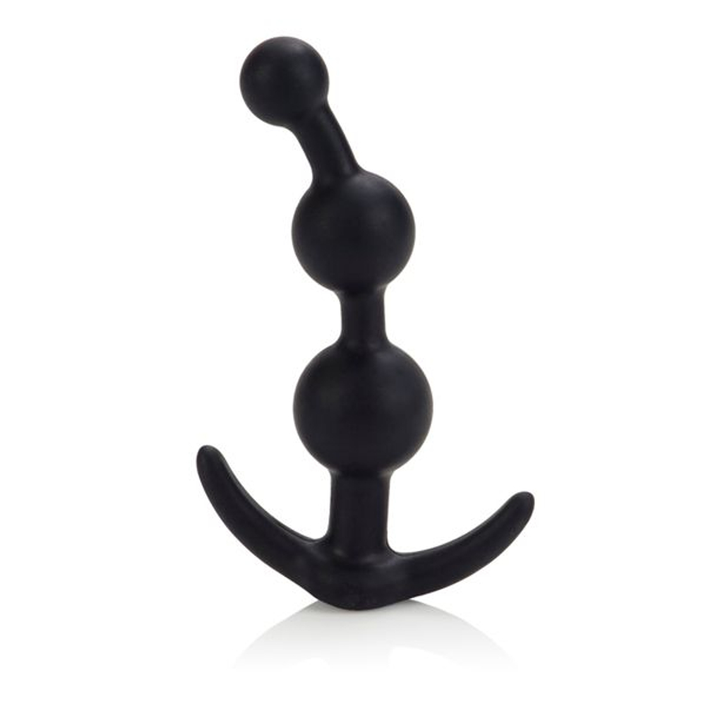 Набор анальных стимуляторов ADVANCED ANAL EXPLORER KIT: плаг, цепочка и груша (Цвет: черный)