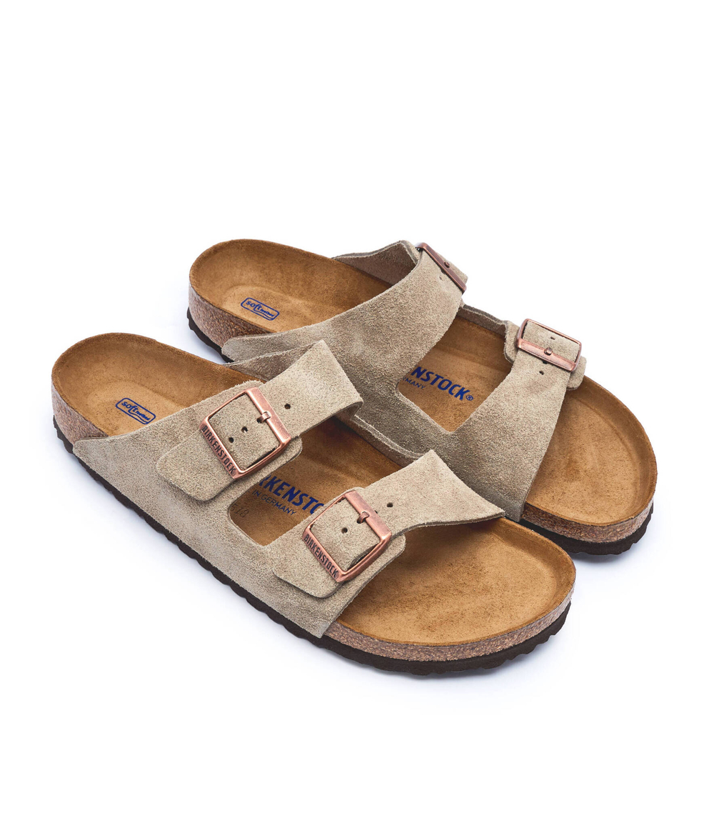 Шлепанцы кожаные arizona bs Birkenstock - бежевый(951303)