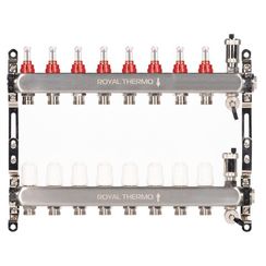 Коллектор Royal Thermo нерж. в сборе с расходомерами 1 ВР-3/4 НР с автомат. воздухоотвод-ми 8 вых.