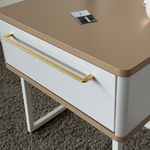 Тумба прикроватная на ножках ROYAL 5201 эко (Макиато-Белый-р.золото)