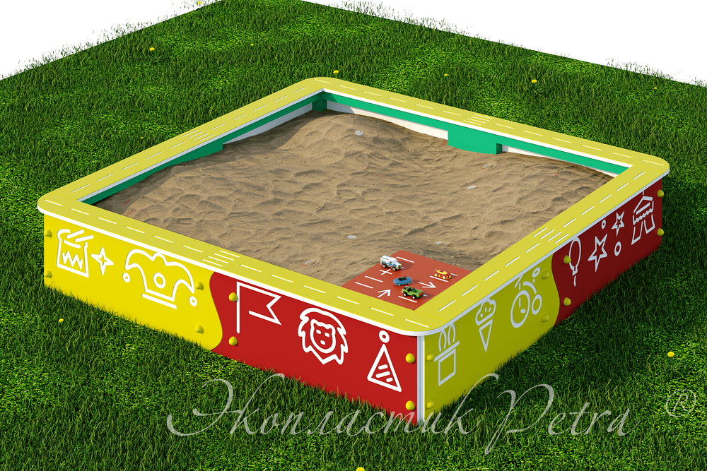 Комплект Песочница с ПДД, монобортик