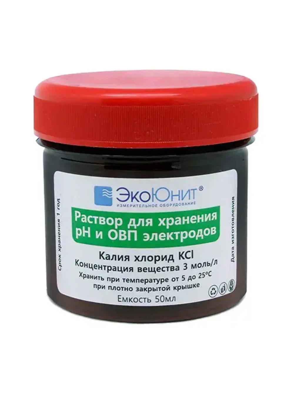 Раствор калий хлористый KCl 3Моль/л для хранения pH и ОВП электродов