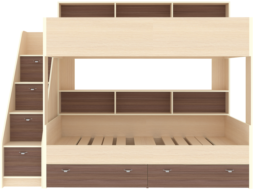 Двухъярусная кровать КарИВи Голден Кидс 10  Дуб Молочный Бодего Темный