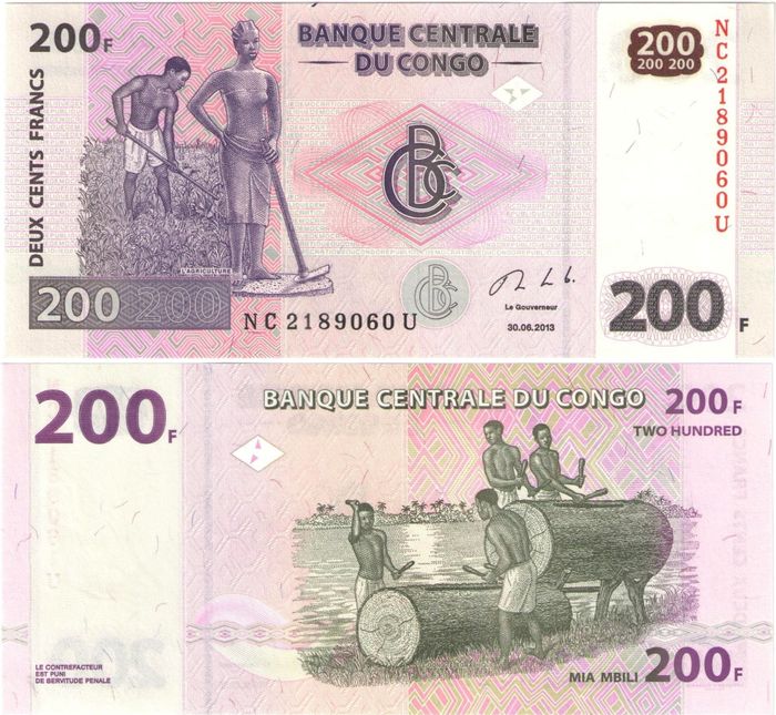 200 франков 2013 Конго