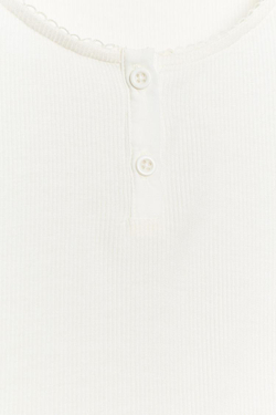 ZARA ФУТБОЛКА С ВОРОТНИКОМ НА ПУГОВИЦАХ, ЖЕЛТОВАТО-БЕЛЫЙ