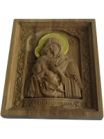 Освященная Владимирская икона Божией Матери из дуба большая