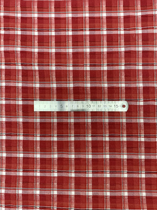 Коттон жатка, принт клетка белый/красный NBD143