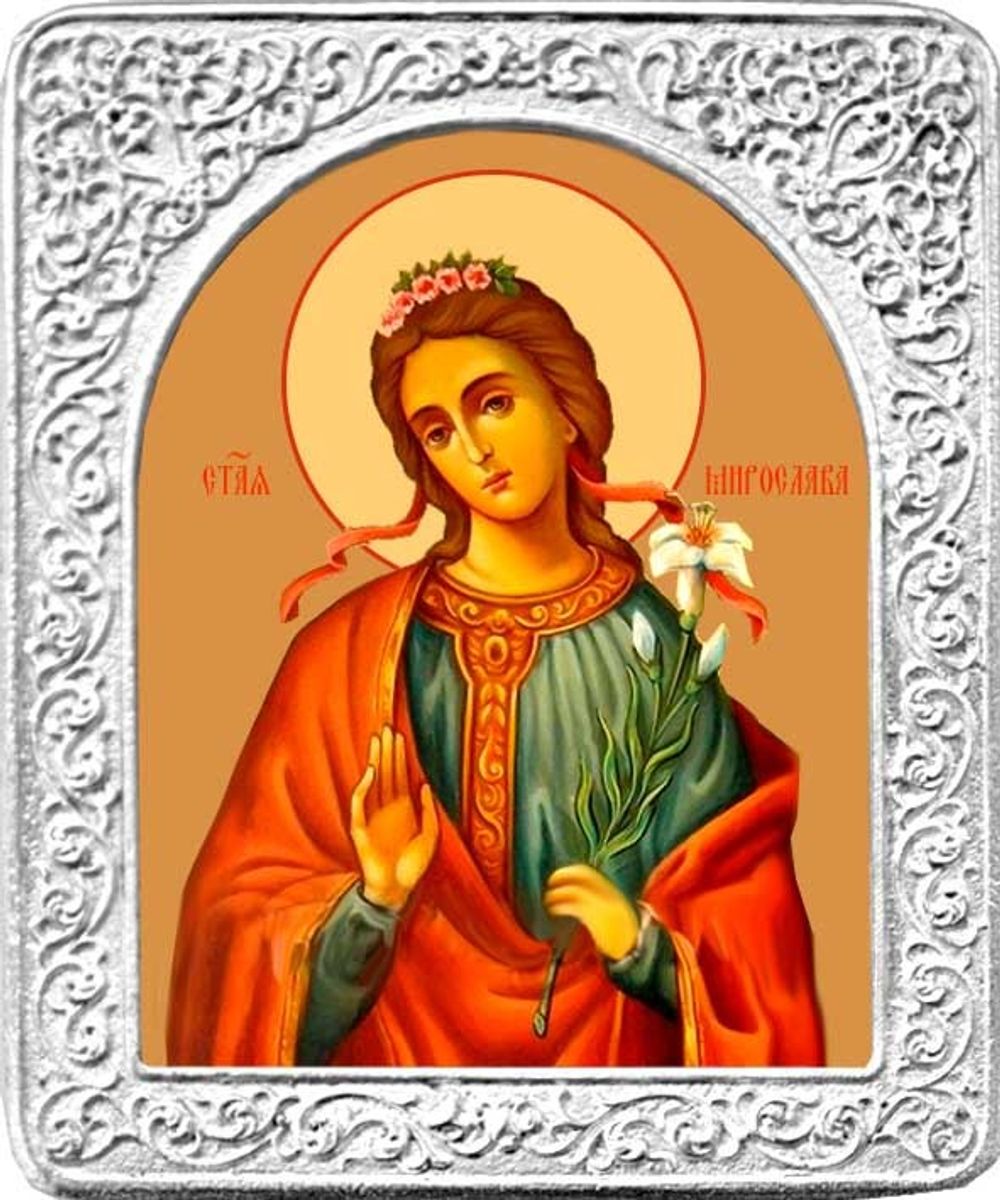 Святая Мирослава. Маленькая икона в серебряной раме.
