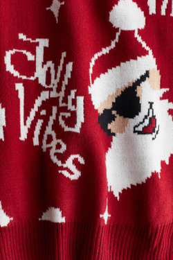 H&M Вязаный свитер жаккардовый, красный