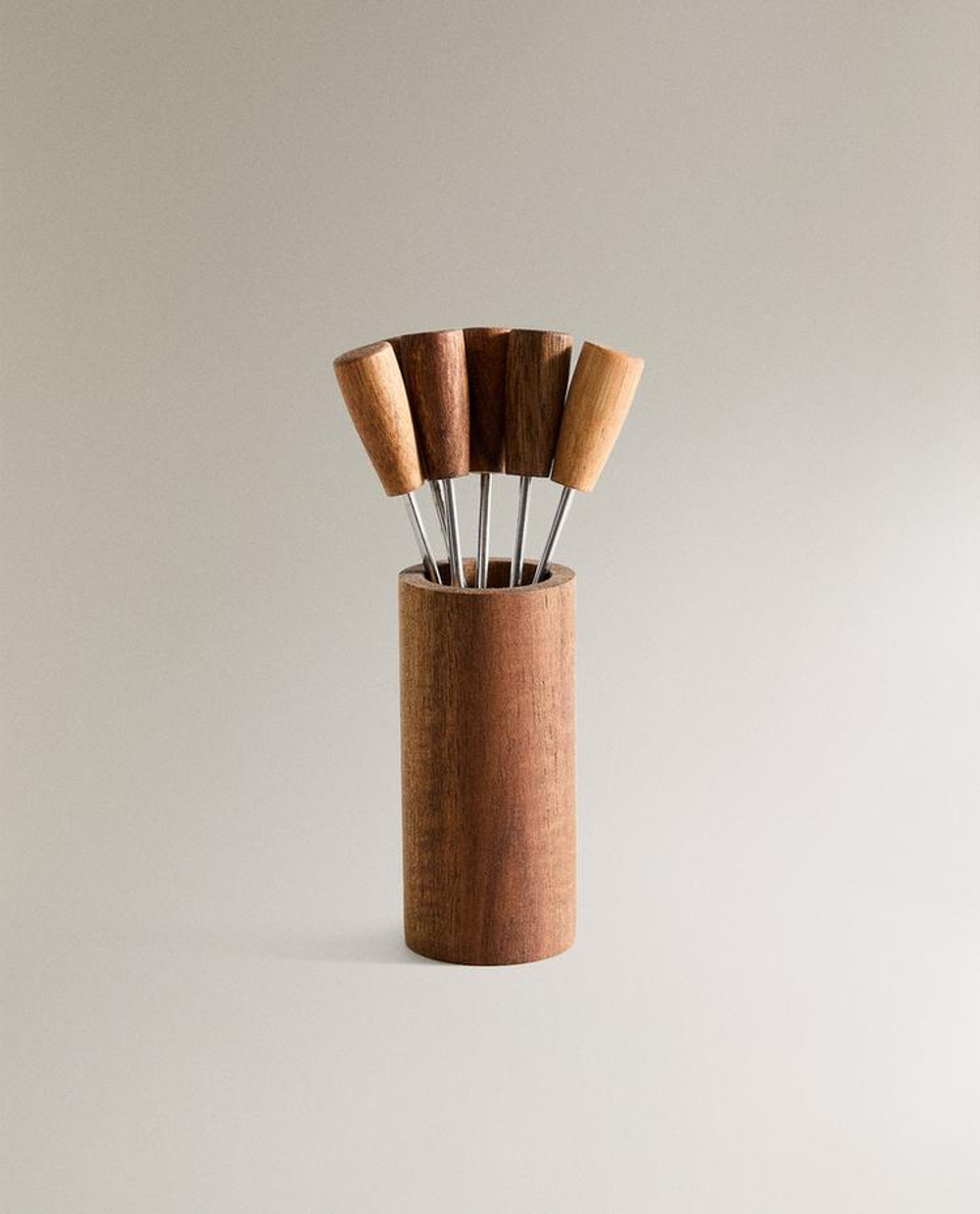 ZARA HOME НАБОР ШПАЖЕК ДЛЯ ЗАКУСОК С ДЕРЖАТЕЛЕМ (6 ШТ.), СВЕТЛО-БЕЖЕВЫЙ