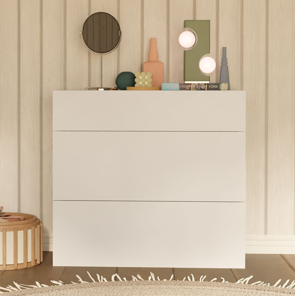 Комод Оланд без ручек белый 3 ящика для вещей и одежды с органайзерами для ящиков