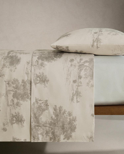 ZARA HOME ПОДОДЕЯЛЬНИК ИЗ САТИНА С ПРИНТОМ ТУАЛЬ-ДЕ-ЖУИ, СЕРЫЙ