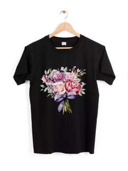Футболка нарядная с рисунком цветы