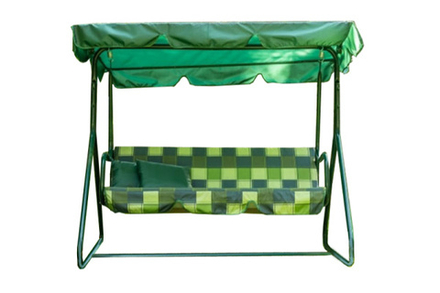 Качели садовые OLSA 2-х местные Фьюджи(каркас зеленый, м/э зеленый рис.клетка)1 уп.