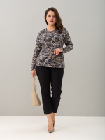 Лонгслив ЛНкл-081/черный-бежабстракция