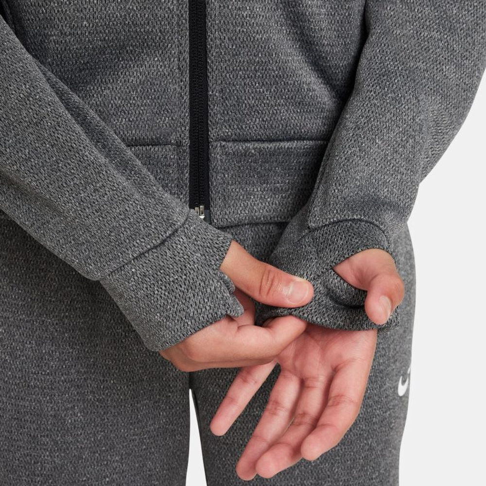 Кофта для мальчика теннисная Nike Therma-FIT Full-Zip Hoodie - black/white