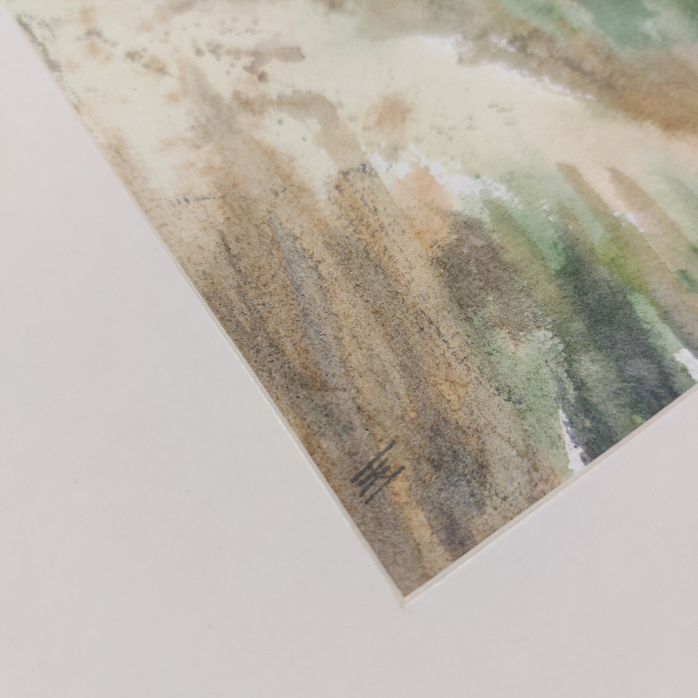 Картина авторская акварельная в паспарту 30х40 см на стену для интерьера "Перепутье "