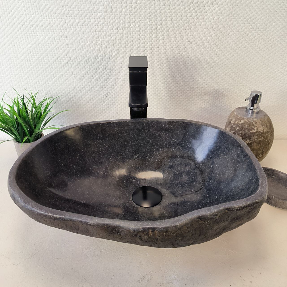 Раковина из речного камня RS-66032 47х36х15 из натурального камня
