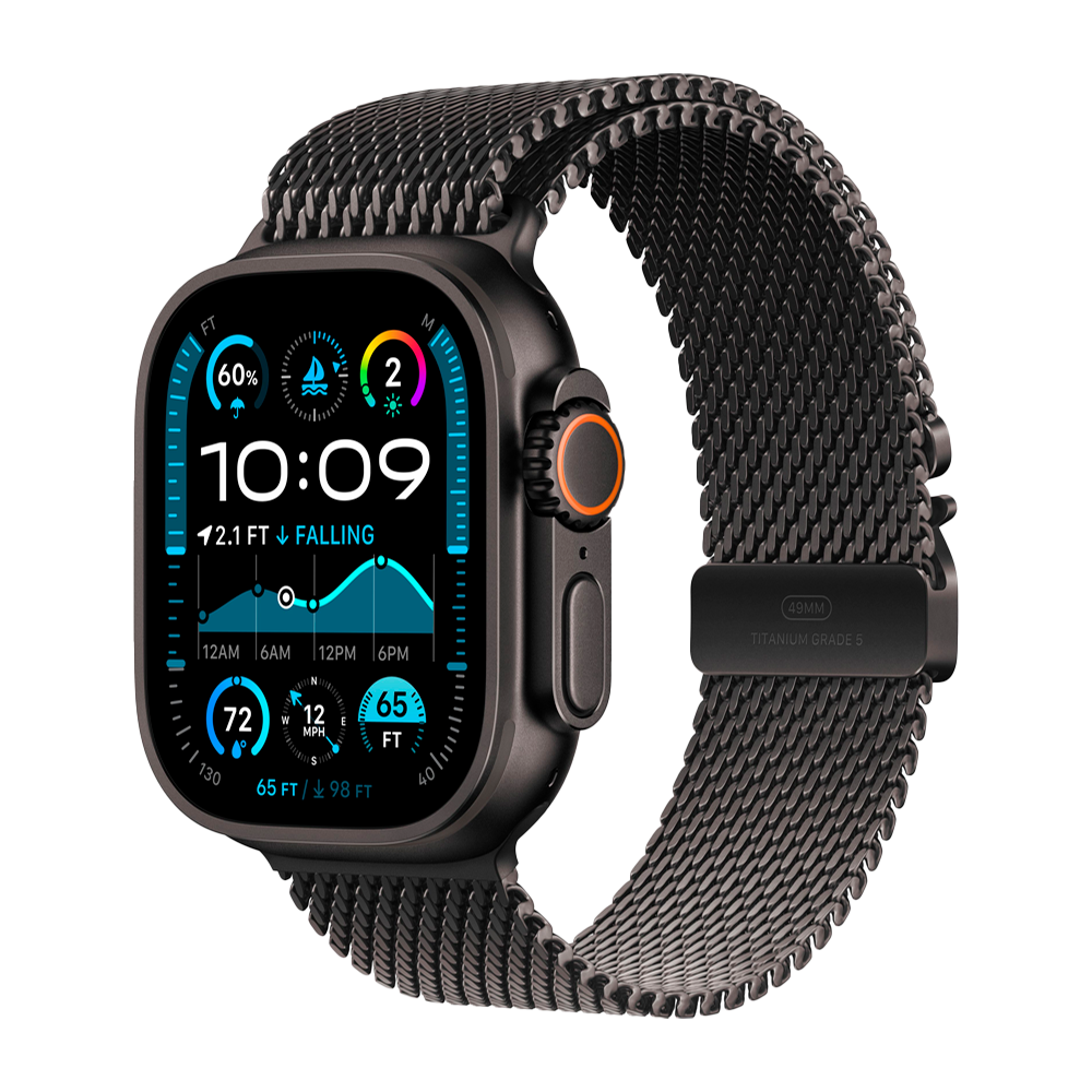 Умные часы Apple Watch Ultra 2 (2024) GPS + Cellular, 49mm, Black Titanium Case with Black Titanium Milanese Loop M, (Черный титан)