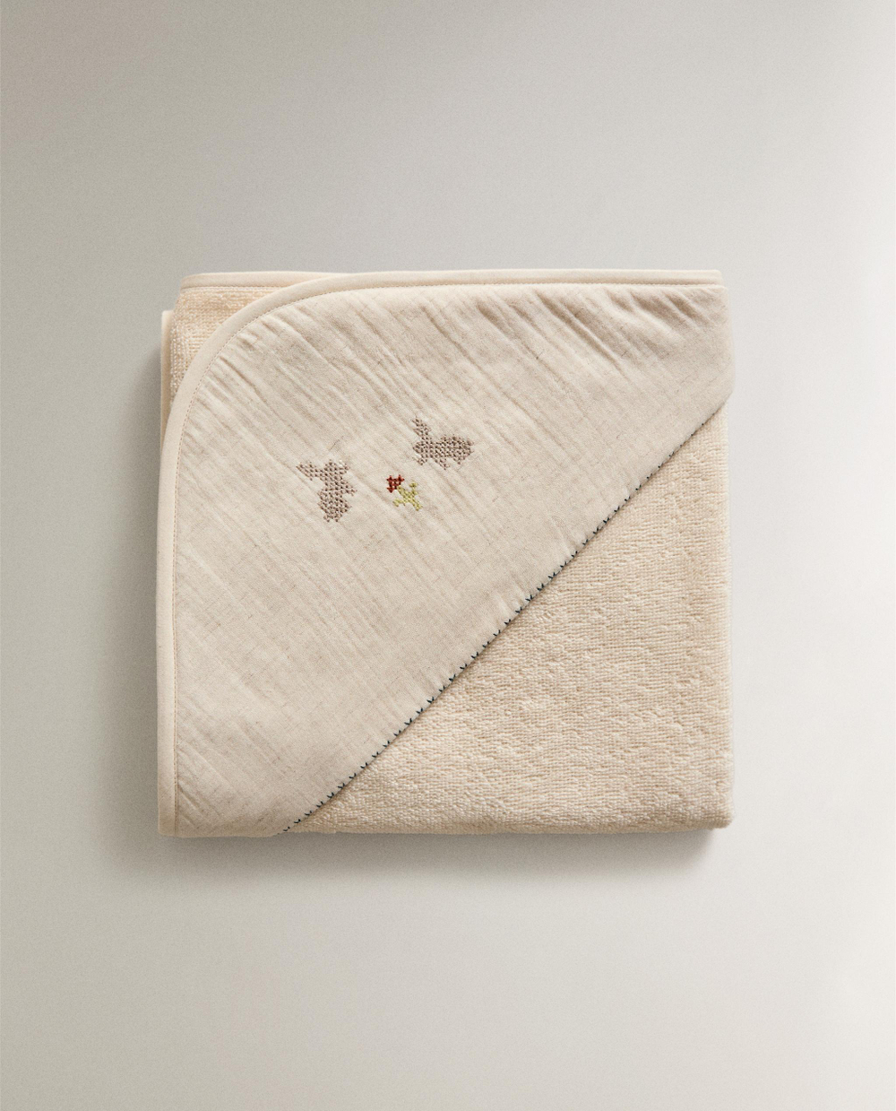 Zara Home Детское полотенце с капюшоном из хлопка, бежевый, 80x80 см · 5679/423