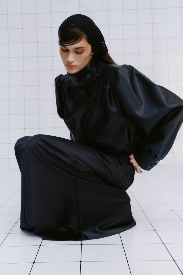 Юбка макси из сатина