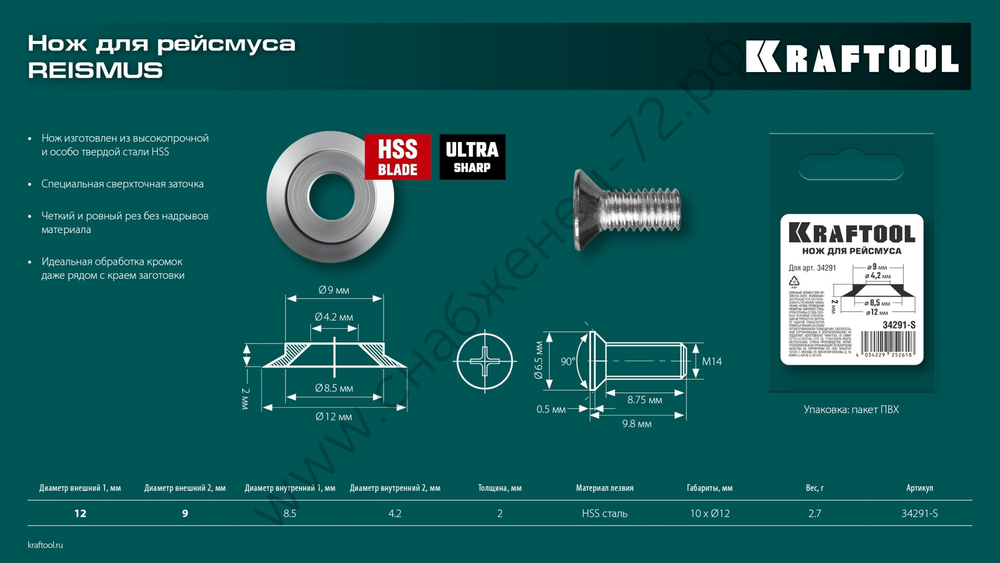 KRAFTOOL REISMUS, нож для рейсмуса (арт.34291) (34291-S)