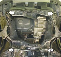 Защита картера Двигателя, КПП. 3 мм, Сталь. для Honda Element 2002-2006 MOTODOR.10802