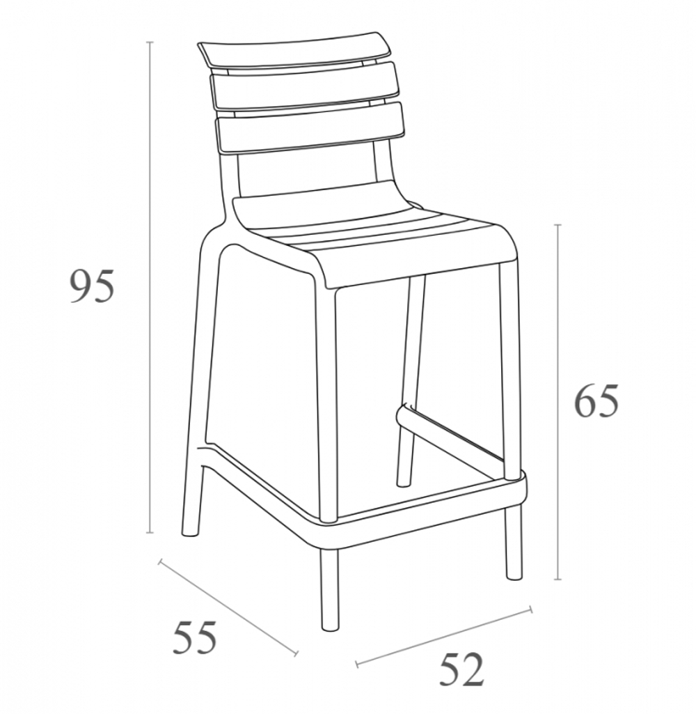 Стул пластиковый полубарный Siesta Contract Helen Bar 65, бежевый
