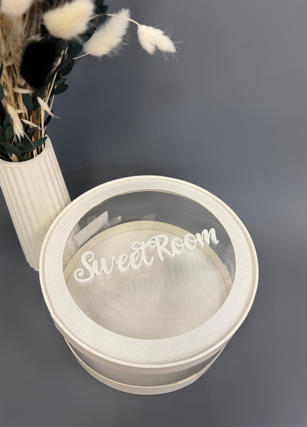 Коробка для тортов и пр шляпная с прозр стенками и окном d=20 h=10 белая