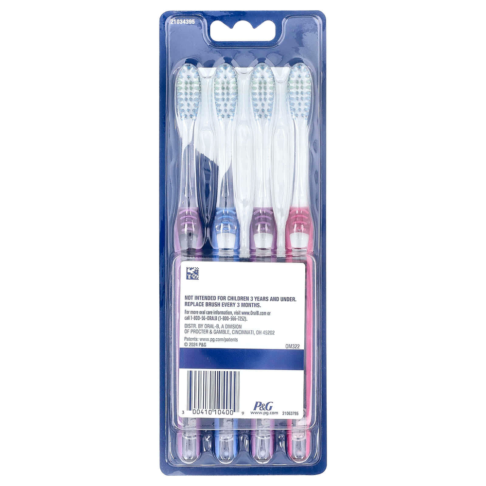 Oral-B, Улучшенная очищающая зубная щетка. мягкая добавка, 4 шт.
