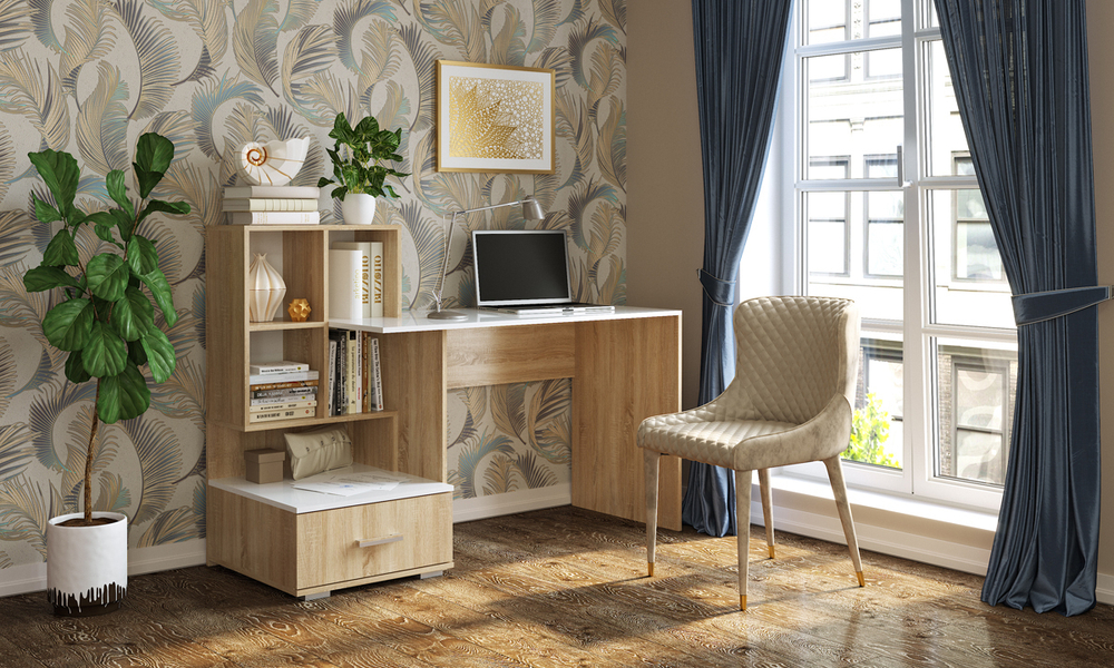 Стол компьютерный ПСК-10 (дуб сонома/белый)