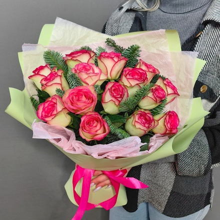 Букет из 15 роз (Кения 40 см)