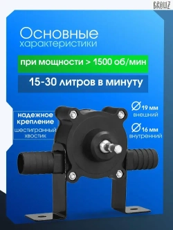 Насос для перекачки воды, жидкостей, насадка на дрель для откачки топлива, бита для шуроповетра