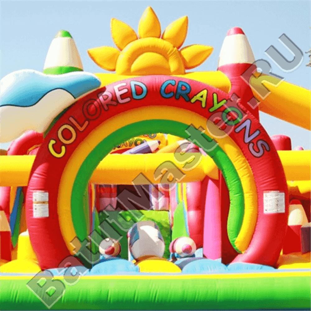 Надувная полоса препятствий "Коробка с карандашами"