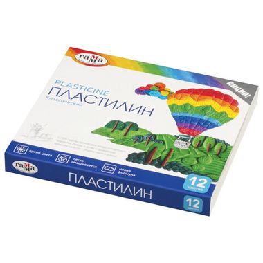 Пластилин 12 цв. 240 гр. (Гамма) Классический со стеком 281033