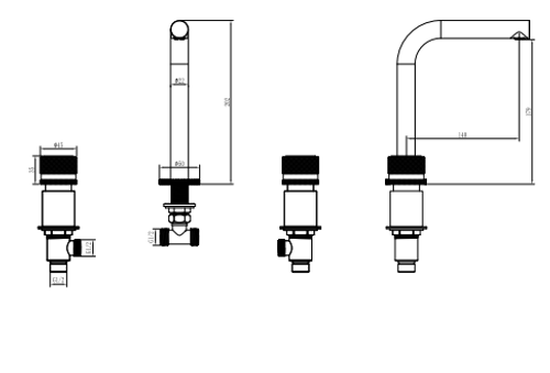 Boheme Смеситель на столешницу AURA на 3 отв. BLACK